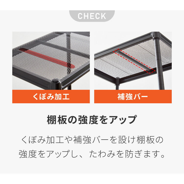メッシュラック 4段 幅44cm オープンラック リビング 収納 シンプル ラック アジャスター付き リビング収納 ラック収納 物が落ちにくい メッシュ(代引不可)