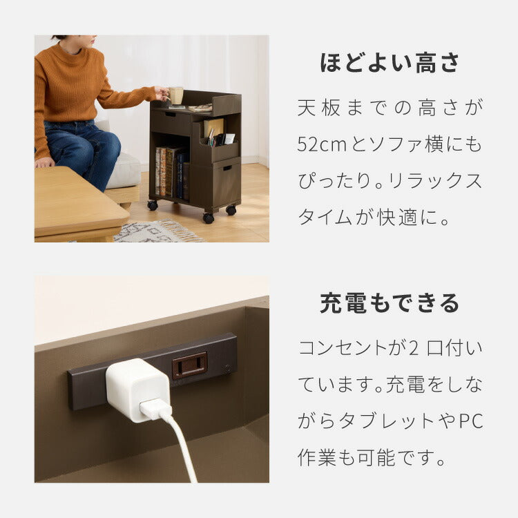 日本製 多機能 目隠しワゴン 幅40cm キャスター付き コンセント付き ツールボックス付き 木製 ゴミ箱付き デスクワゴン 引出し収納 完成品 収納 棚 隠せる(代引不可)