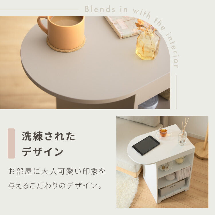 日本製 3way サイドテーブル 幅50cm レコードプレーヤー置けるレコードラック 稼働棚 4枚 多目的 ベッド 横テーブル ウッドテーブル 完成品(代引不可)