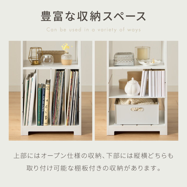 日本製 3way サイドテーブル 幅50cm レコードプレーヤー置けるレコードラック 稼働棚 4枚 多目的 ベッド 横テーブル ウッドテーブル 完成品(代引不可)
