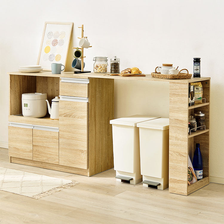 【幅104-178】 拡張テーブル＋ 伸縮キッチンカウンターVKC-7150OS 伸縮キッチンカウンター 2点セット 幅104~178 2口コンセント スライド