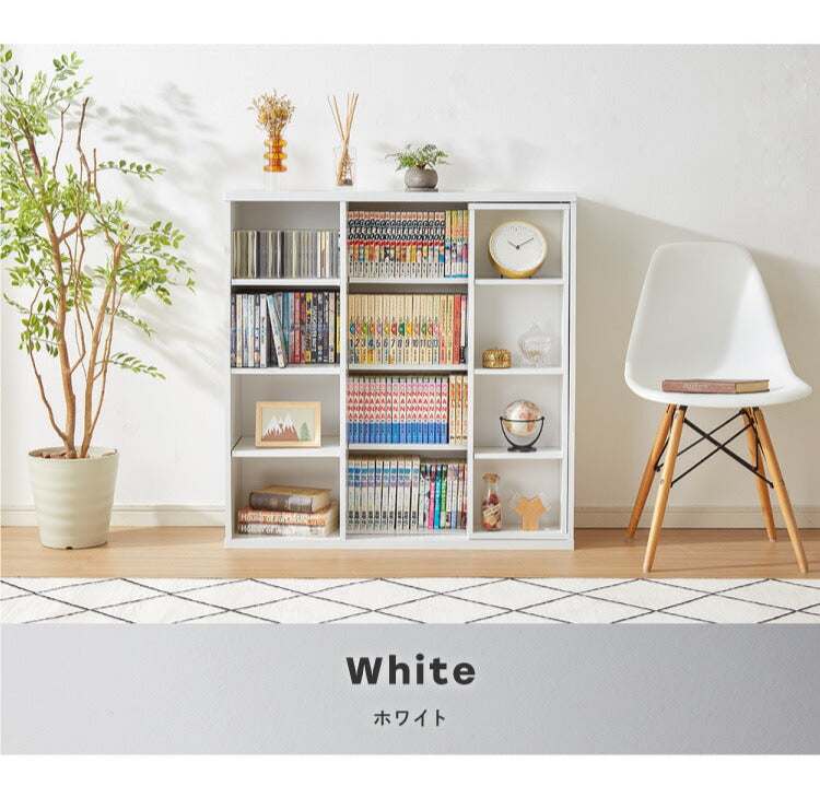 本棚 書棚 スライド式 幅90 シングル 奥深タイプ 奥行33 木製 コミックラック 漫画 書籍 収納 大容量 ブックシェルフ 木目 おしゃれ ブックラック 書斎棚