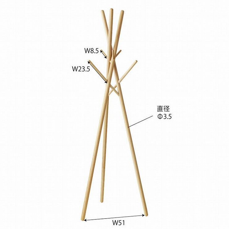 ハンガーラック 高さ174cm WIS-551 東谷 コートハンガー ポールハンガー ハンガー 帽子ハンガー かばん掛け 洋服収納 天然木 リビング ディスプレイ 店舗 ブティック(代引不可)