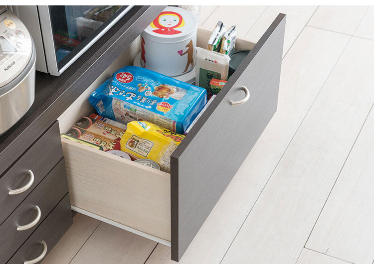 日本製 キッチンカウンター ステンレス天板 完成品 幅90 間仕切りキャスター付き スライド棚 コンセント付き 食器棚 一人暮らし 国産 キッチンボード おしゃれ(代引不可)