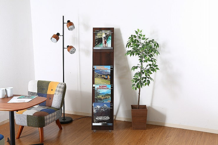 ウッドマガジンラック デコール W300×D500×H1400mm PB(PVC) スチール おしゃれ(代引不可)