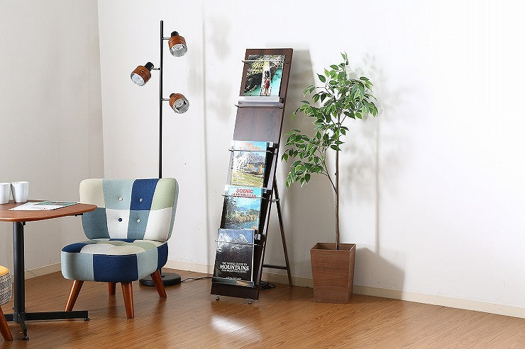 ウッドマガジンラック デコール W300×D500×H1400mm PB(PVC) スチール おしゃれ(代引不可)