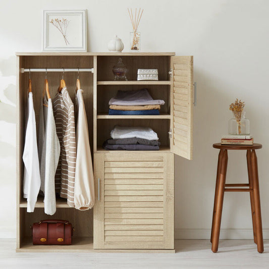 クローゼット ワードローブ 幅90 キャビネット ハンガーラック ロータイプ 収納 ハンガー 棚 衣服 アウター 収納 箪笥 タンス おしゃれ 北欧 大容量 オーク 木製 木目 リビング 収納棚