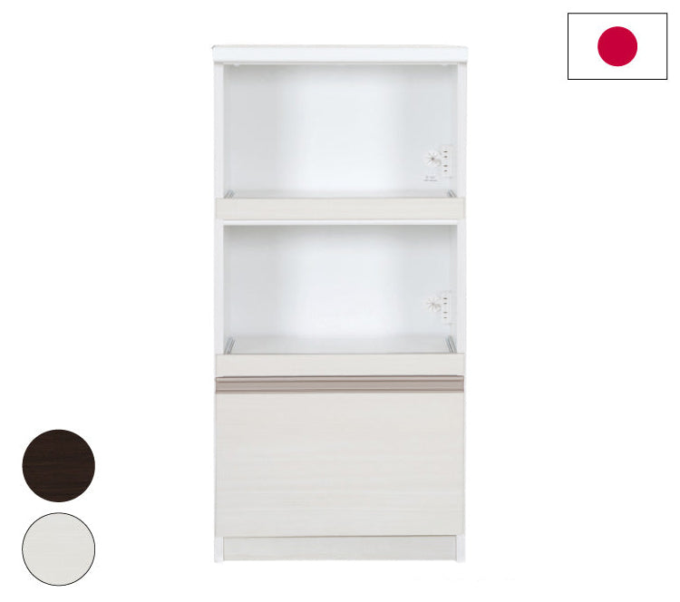 レンジボード 完成品 日本製 幅59×奥行45×高さ120cm レンジ台 MOISS加工 パントリー 収納 頑丈 食器棚 キッチン 収納(代引不可)