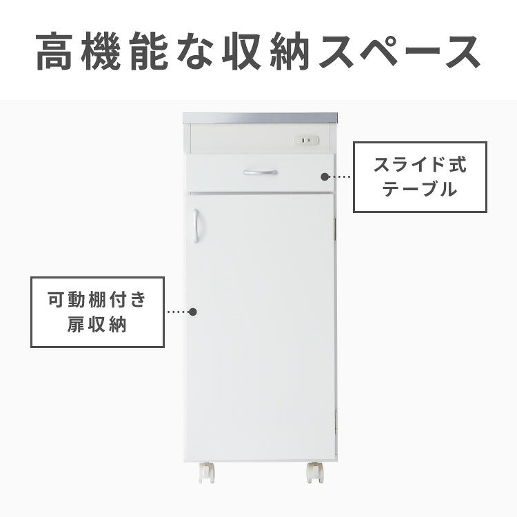 日本製 ステンレス天板 キッチン収納 幅35cm キャスター付き 扉タイプ コンセント付き シンクサイド収納 スリムラック モダンデザイン スリムラック キッチンストッカー 省スペース 隙間収納
