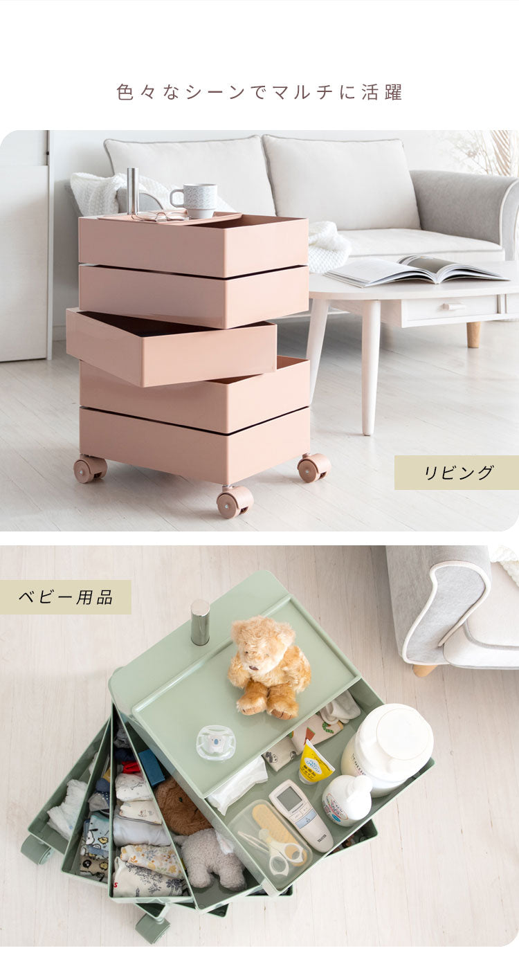 マルチワゴン Pluna プルーナ 7段 360度回転 スリムサイズ リビング キッチン 子ども部屋 コスメ収納 玄関 寝室 ランドリー キャスター付き かわいい 収納ワゴン ワゴン収納 多段ワゴン チェスト デスクワゴン リビングワゴン サイドラック(代引不可)