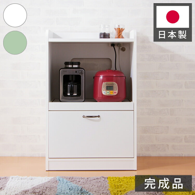 日本製 完成品 レンジ台 スライド棚 幅58cm 大型レンジ対応 奥行40cm 高さ90.5cm キッチン 台所 収納 スライド棚 コンセント付 ホワイト グリーン 白 緑(代引不可)