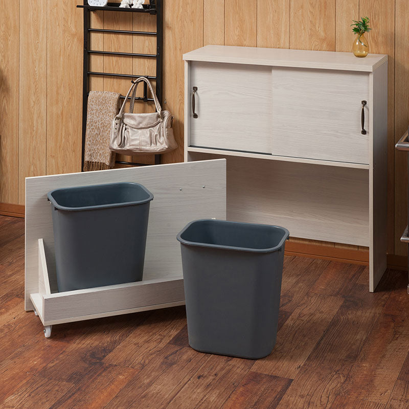 二分割 ダストボックス付き カウンタ― 幅80 収納 白 ホワイト スリム