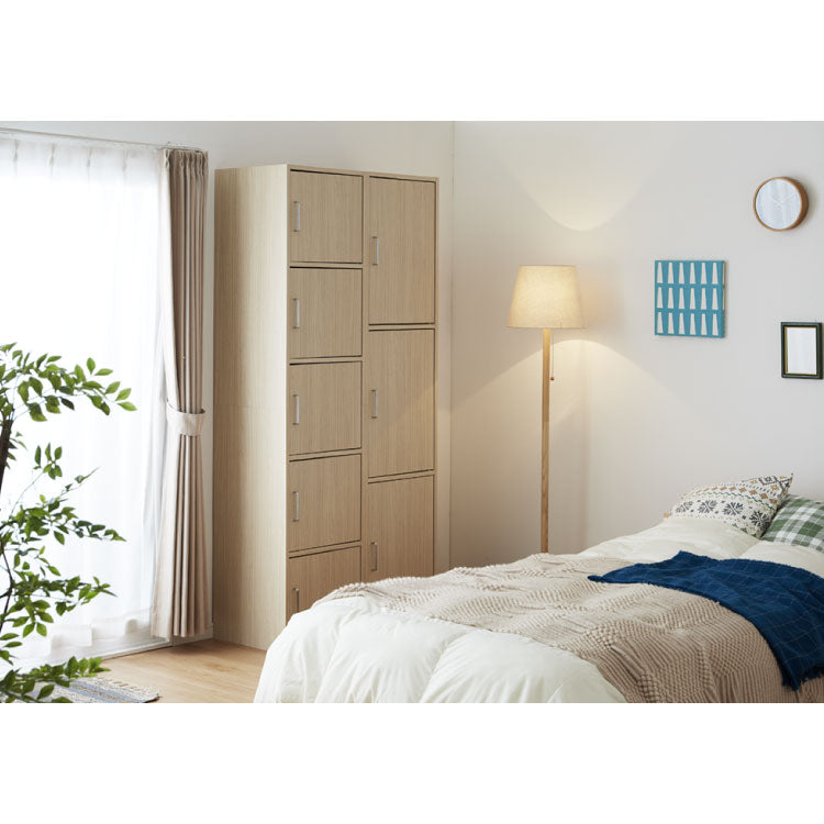 収納ラック 扉付き フルニコ 幅43cm ナチュラル 収納 高さ179.7cm 木目調 マグネット式 大容量 5段 シンプル カフェ風 北欧 カントリー ウッド調 温もり ナチュラル 収納棚 (代引不可)