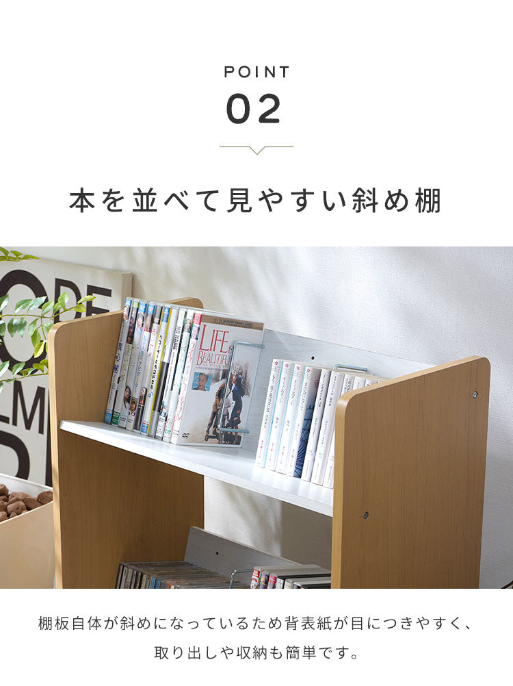 ファイルワゴン 2段 ファイルラック キャスター付き 斜め棚 ファイル収納 本棚 整理棚 サイドラック ファイル 本 雑誌 書類 整理(代引不可)