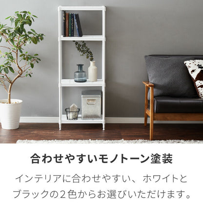 メッシュラック 4段 幅44cm オープンラック リビング 収納 シンプル ラック アジャスター付き リビング収納 ラック収納 物が落ちにくい メッシュ(代引不可)