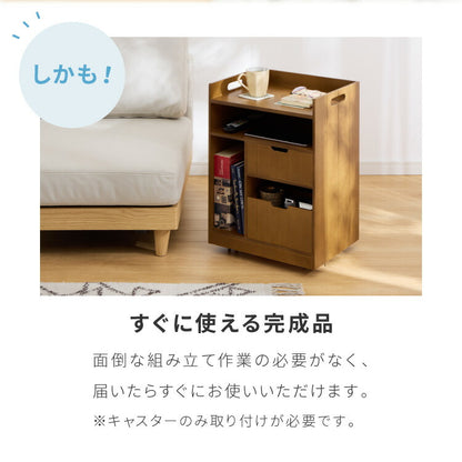 日本製 隠せるリビング整理ワゴン 幅40cm コンセント付き キャスター付き デスクワゴン 引出し収納 完成品 収納 棚 隠せる(代引不可)