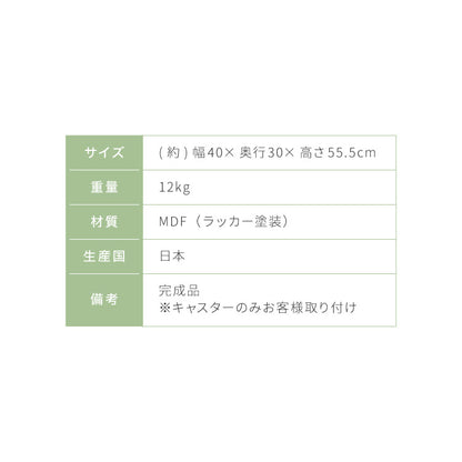 日本製 隠せるリビング整理ワゴン 幅40cm コンセント付き キャスター付き デスクワゴン 引出し収納 完成品 収納 棚 隠せる(代引不可)