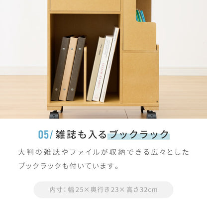 日本製 多機能 目隠しワゴン 幅40cm キャスター付き コンセント付き ツールボックス付き 木製 ゴミ箱付き デスクワゴン 引出し収納 完成品 収納 棚 隠せる(代引不可)