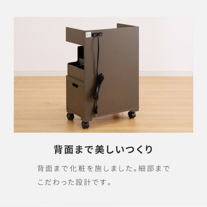 日本製 多機能 目隠しワゴン 幅60cm キャスター付き コンセント付き ツールボックス付き 木製 ゴミ箱付き デスクワゴン 引出し収納 完成品 収納 棚 隠せる(代引不可)