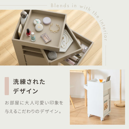 日本製 ワゴン キャスター付き おしゃれ 5段トレイ キッチンワゴン 回転 回転式 キッチン収納 ラック サイドワゴン キッチン コスメ ワゴン ドレッサー ネイル 韓国 インテリア 完成品(代引不可)