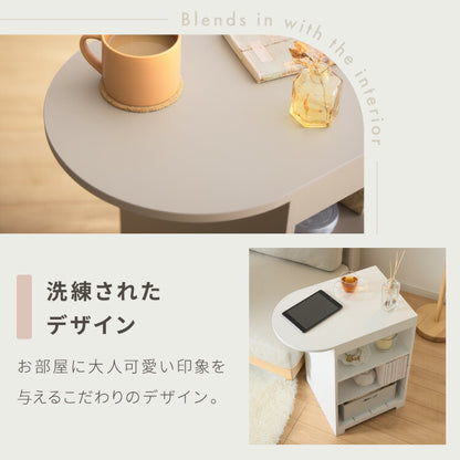 日本製 3way サイドテーブル 幅50cm レコードプレーヤー置けるレコードラック 稼働棚 4枚 多目的 ベッド 横テーブル ウッドテーブル 完成品(代引不可)