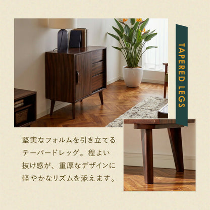リビングボード 幅80cm サイドボード キャビネット モンキーポッド シェルフ 棚 ローボード テレビ台 モンキーポッド材 天然木 木製 ミッドセンチュリー レトロ モダン 北欧 北欧モダン ヴィンテージ(代引不可)