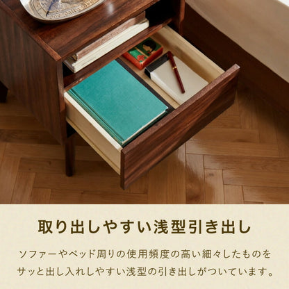 ベッドサイドテーブル サイドチェスト 幅40cm 引き出し モンキーポッド モンキーポッド材 サイドテーブル 天然木 木製 ミッドセンチュリー レトロ モダン 北欧 北欧モダン ヴィンテージ(代引不可)