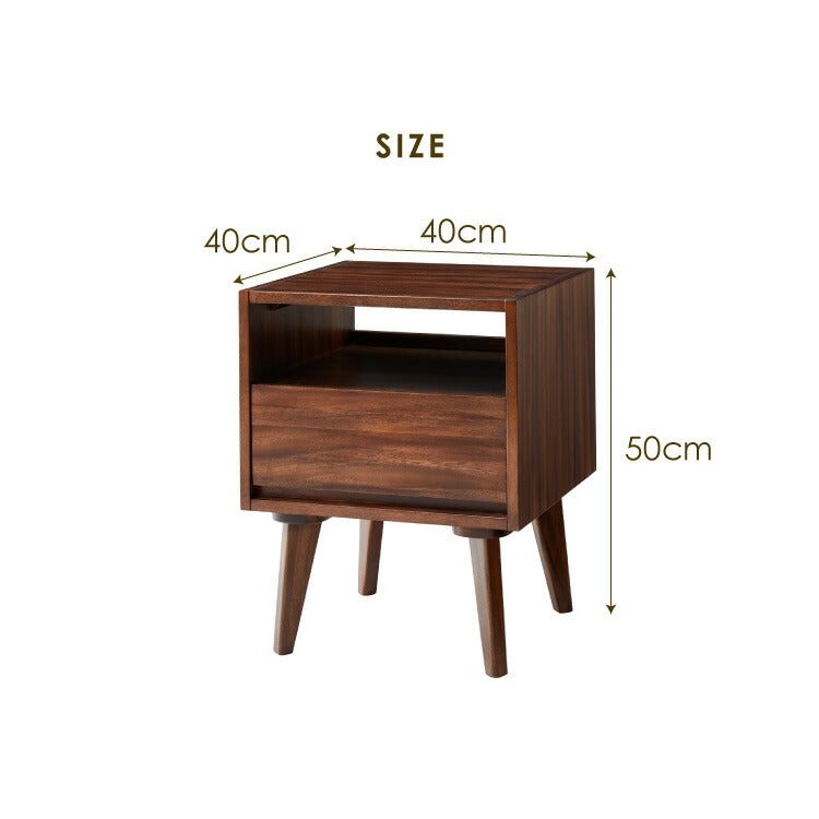 ベッドサイドテーブル サイドチェスト 幅40cm 引き出し モンキーポッド モンキーポッド材 サイドテーブル 天然木 木製 ミッドセンチュリー レトロ モダン 北欧 北欧モダン ヴィンテージ(代引不可)