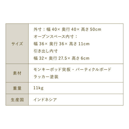 ベッドサイドテーブル サイドチェスト 幅40cm 引き出し モンキーポッド モンキーポッド材 サイドテーブル 天然木 木製 ミッドセンチュリー レトロ モダン 北欧 北欧モダン ヴィンテージ(代引不可)