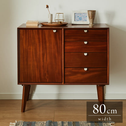 キャビネット 幅80cm 北欧 ヴィンテージ 天然木 マホガニー 完成品 サイドボード リビングボード 収納家具 お洒落 モダン 木製 フリーボード ローボード 高級感 キャビネット AVA アヴァ(代引不可)