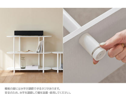 Roomnhome 収納棚 幅100cm 2段 モノ収納棚 ラック ドレッサー 見せる収納 収納 サイドテーブル メイクスペース オープンラック デザインラック シェルフ スリム ディスプレイラック 本棚(代引不可)