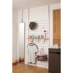 日本製 突っ張り パーテーション ラック 幅95 アイボリー スリム ラダーラック オープンラック 衝立 突っ張り 転倒防止 ハンガーラック おしゃれ