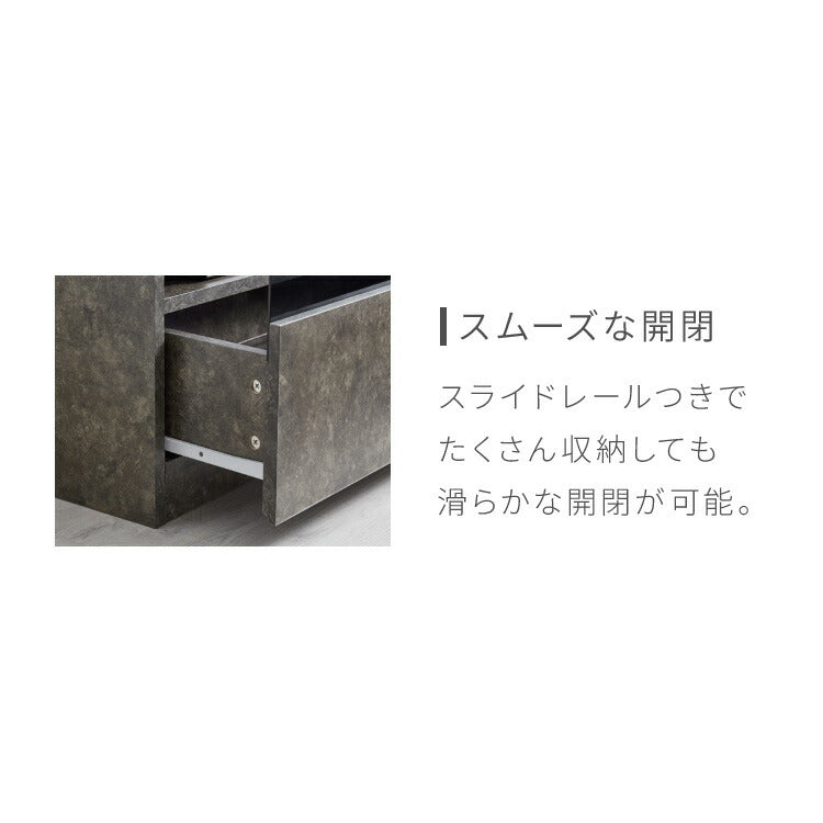 テレビボード ストーン調 幅100cm ガラス窓 引き出し付き テレビ台 100