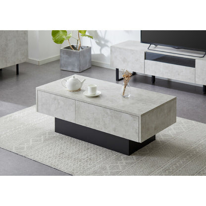 引き出し付き センターテーブル ストーン調 長方形センターテーブル 105×50 テーブル ローテーブル 幅100 セラミック調 グレー リビングテーブル 収納 引き出し リビングテーブル ソファテーブル