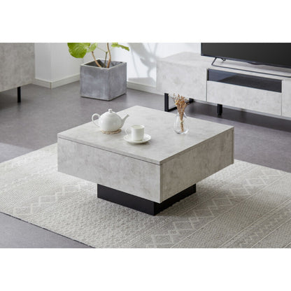 引き出し付き センターテーブル ストーン調 正方形センターテーブル 69×69 テーブル ローテーブル 幅69 セラミック調 グレー リビングテーブル 収納 引き出し リビングテーブル ソファテーブル