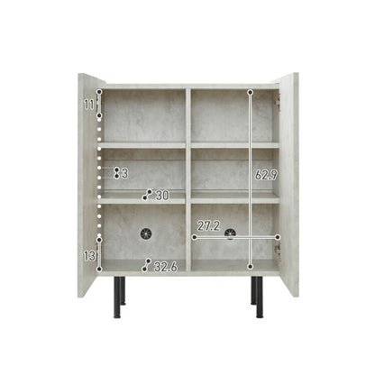 キャビネット ストーン調 幅60cm チェスト リビングボード 開き扉 セラミック調 グレー 収納棚 サイドボード サイドチェスト サイドキャビネット テレビ台 ハイタイプ 脚付き スチール脚