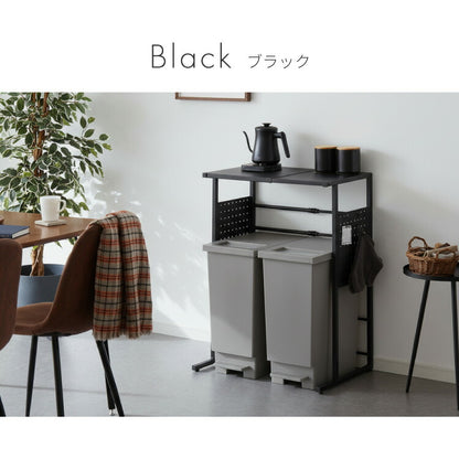 ゴミ箱上ラック 伸縮タイプ 幅38.5cm~幅62cm 45Lゴミ箱×2個用 キッチンスペースラック 1段 キッチンラック ごみ箱上ラック ゴミ箱ラック ごみ箱ラック ごみ箱上ラック ゴミ箱上収納 スチールラック