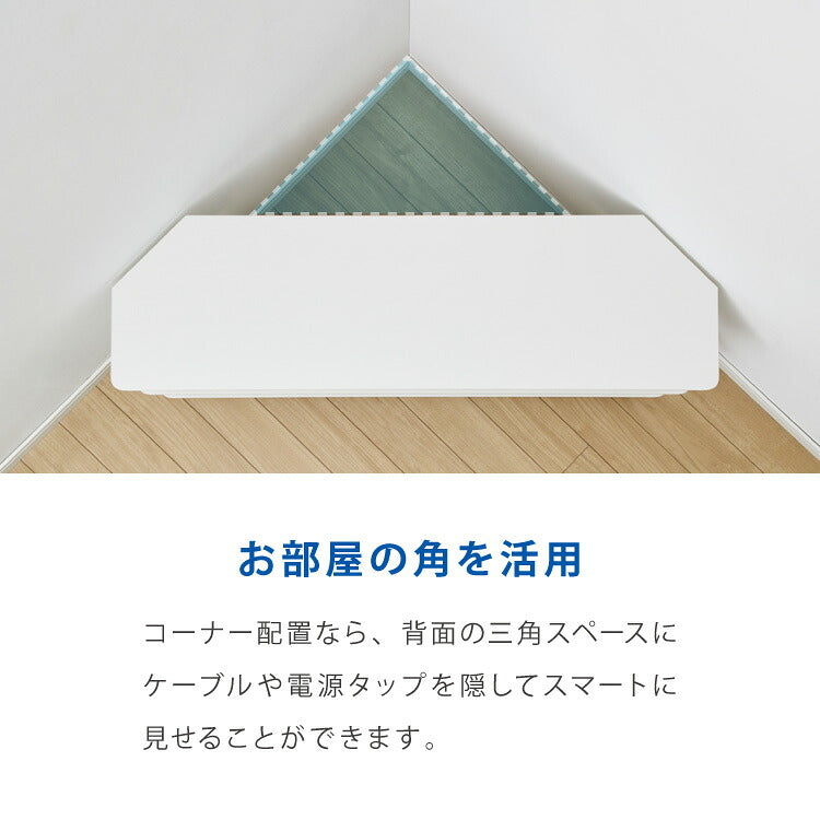 コーナーテレビ台 幅100cm 組立簡単 ミッドセンチュリー ホワイト×シルバー 棚 ラック システムラック テレビボード ローボード コーナー ステンレス モダン レトロ風 おしゃれ かわいい シルバー