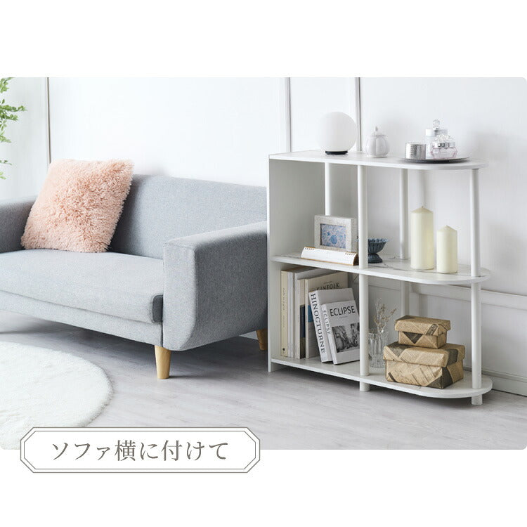 オープンラック 組み立て簡単 おしゃれな大理石柄 3段 半楕円形 壁面収納 間仕切り スリム 省スペース ラック システムラック おしゃれ かわいい オープンラック 棚 シェルフ ディスプレイラック