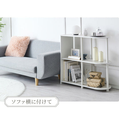 オープンラック 組み立て簡単 おしゃれな大理石柄 3段 半楕円形 壁面収納 間仕切り スリム 省スペース ラック システムラック おしゃれ かわいい オープンラック 棚 シェルフ ディスプレイラック