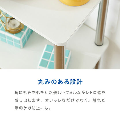 オープンラック 3段 幅48cm 組立簡単 ミッドセンチュリー ホワイト×シルバー 棚 ラック システムラック シェルフ オープンシェルフ ステンレス モダン レトロ風 おしゃれ かわいい シルバー