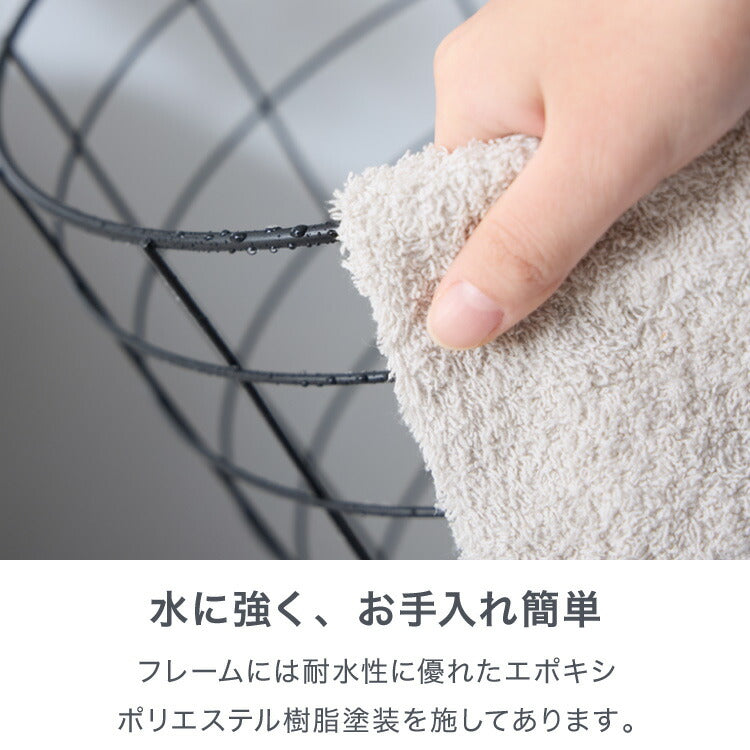 ランドリーバスケット 3段 木取っ手 角形 ランドリーワゴン 洗濯かご キャスター付き スリム スクエアタイプ ランドリーラック ランドリーボックス ワイヤーバスケット バスケット ランドリー収納