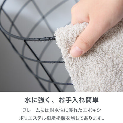 ランドリーバスケット 3段 木取っ手 角形 ランドリーワゴン 洗濯かご キャスター付き スリム スクエアタイプ ランドリーラック ランドリーボックス ワイヤーバスケット バスケット ランドリー収納