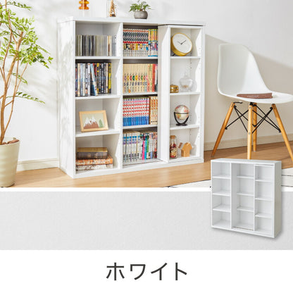 本棚 書棚 スライド式 幅90 シングル 2個セット 木製 コミックラック 漫画 書籍 収納 大容量 ブックシェルフ 木目 おしゃれ ブックラック 書斎棚