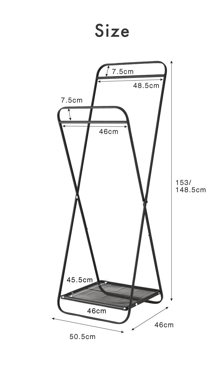 フォールディングハンガー 幅50.5cm スチール 折り畳み可能 省スペース スリム コンパクト 傾斜調節 ハンガーラック 衣類収納 リビング ダイニング おしゃれ かわいい 北欧 シンプル コート 洋服(代引不可)