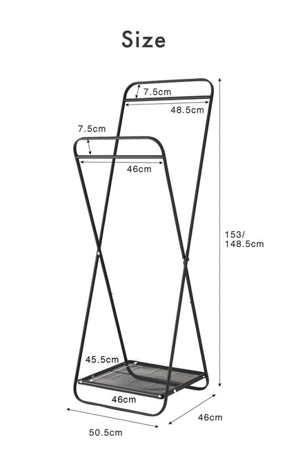 フォールディングハンガー 幅50.5cm スチール 折り畳み可能 省スペース スリム コンパクト 傾斜調節 ハンガーラック 衣類収納 リビング ダイニング おしゃれ かわいい 北欧 シンプル コート 洋服(代引不可)