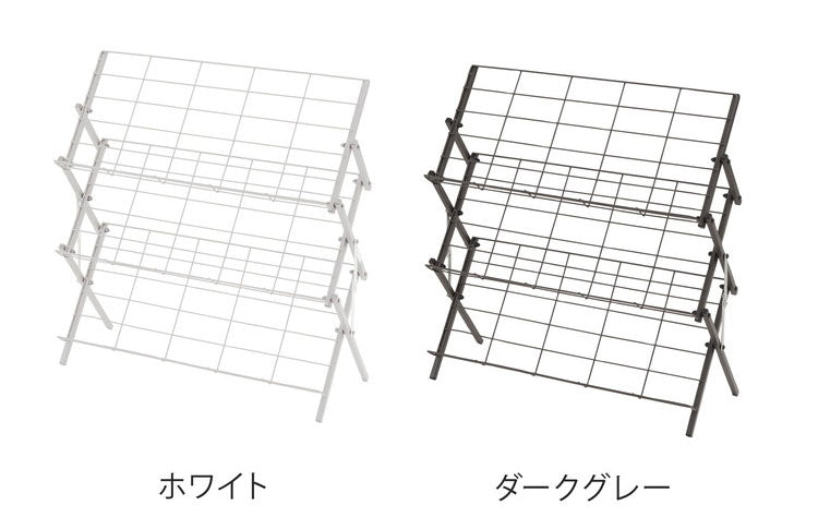 フォールディングシューズラック シューズラック 靴 くつ ラック シューズ スリム 玄関 収納 すっきり シンプル 省スペース スチール 金属 おしゃれ コンパクト 通気性 機能性 ストッパー付き 本棚(代引不可)