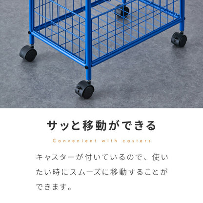 スチールワゴン 幅46cm 高さ65cm 収納ワゴン キッチンワゴン キャスター付き 棚 ラック アクセント 青 ブルー 差し色 ブルーインテリア 韓国インテリア 可愛い かわいい おしゃれ(代引不可)