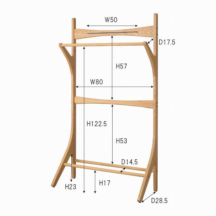 オスカー ハンガー 幅85×奥行35×高さ150 天然木 アッシュ ウレタン塗装 スチール(代引不可)