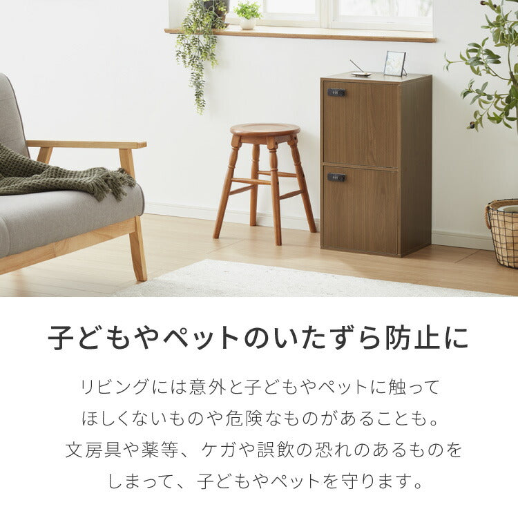 カラーボックス 2段 A4 2個セット 木目 鍵付き 扉付き 幅35cm レイアウト自由自在 ダイヤル 収納 収納ボックス 整理整頓 カラーボックス2段 A4サイズ 本棚 ラック 収納ラック 鍵付きラック